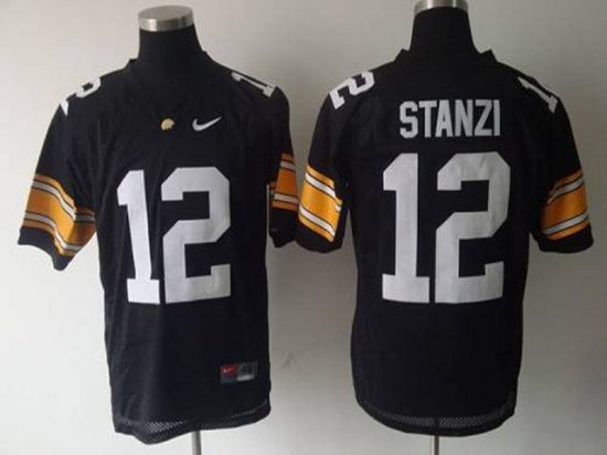 NCAA Iowa Hawkeyes #12 Ricky Stanzi Black College Football Jersey