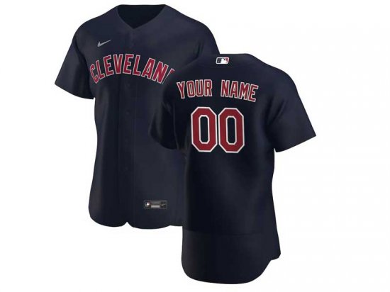 Cleveland Indians Custom #00 Navy Flex Base Jersey