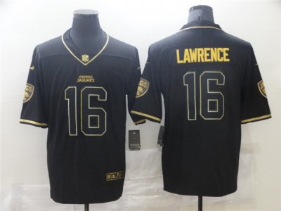 Jacksonville Jaguars #16 Trevor Lawrence Black Gold Vapor Limited Jersey