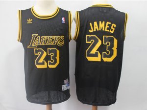 Los Angeles Lakers #23 Lebron James Black Hardwood Classic Jersey