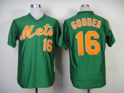 New York Mets #16 Dwight Gooden Throwback Green Jersey