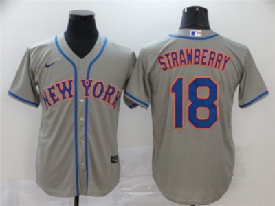 New York Mets #18 Darryl Strawberry Gray Cool Base Jersey