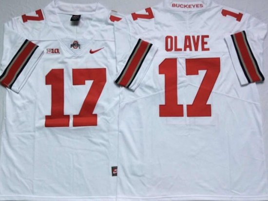 NCAA Ohio State Buckeyes #17 Chris Olave White College Football Jersey
