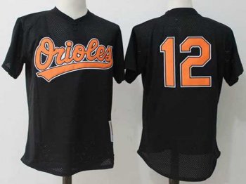 Baltimore Orioles #12 Roberto Alomar Throwback Black Jersey