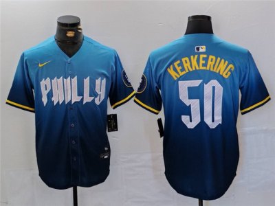 Philadelphia Phillies #50 Orion Kerkering Blue 2024 City Connect Limited Jersey