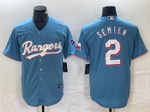 Texas Rangers #2 Marcus Semien Light Blue Cool Base Jersey