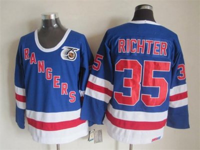 New York Rangers #35 Mike Richter CCM 75th Blue Jersey
