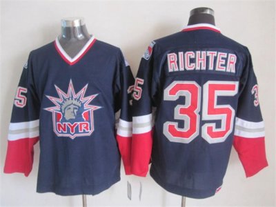 New York Rangers #35 Mike Richter 1998 CCM Liberty Logo Navy Blue Jersey