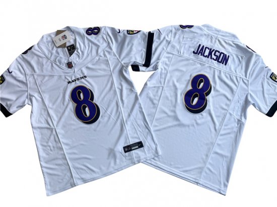 Baltimore Ravens #8 Lamar Jackson White Vapor F.U.S.E. Limited Jersey