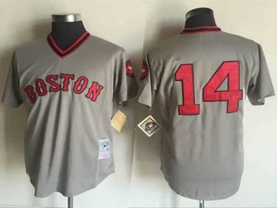 Boston Red Sox #14 Jim Rice 1975 Throwback Gray Jersey