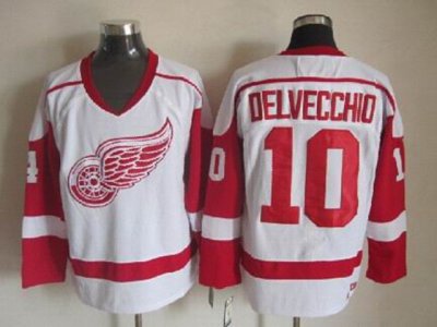 Detroit Red Wings #10 Alex Delvecchio 2002 CCM Vintage White Jersey