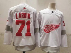 Detroit Red Wings #71 Dylan Larkin White 2021 Reverse Retro Jersey