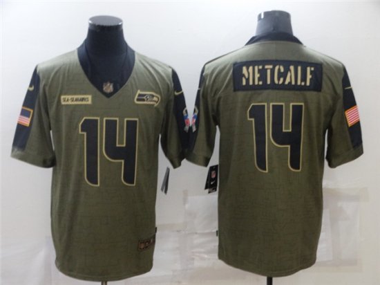 Seattle Seahawks #14 DK Metcalf 2021 Olive Salute To Service Limited Jersey