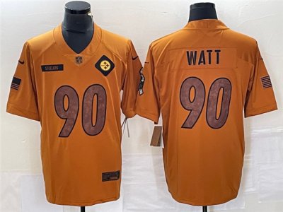 Pittsburgh Steelers #90 T.J. Watt 2023 Brown Salute To Service Limited Jersey