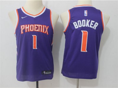 Youth Phoenix Suns #1 Devin Booker Purple Swingman Jersey