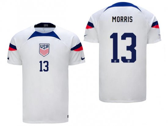 National USA #13 Morris Home White 2022/23 Jersey