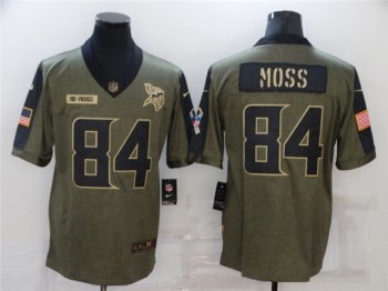 Minnesota Vikings #84 Randy Moss 2021 Olive Salute To Service Limited Jersey