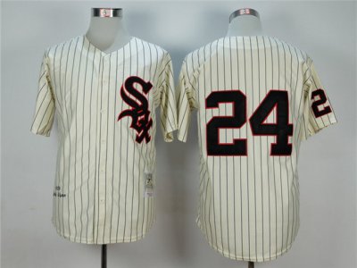 Chicago White Sox #24 Early Wynn 1959 Throwback Cream Pinstripe Jersey