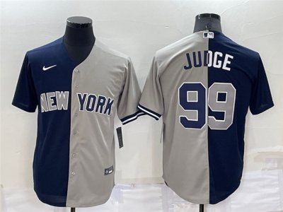 New York Yankees #99 Aaron Judge Split Gray/Navy Cool Base Jersey