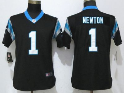 Women's Carolina Panthers #1 Cam Newton Black Vapor Limited Jersey