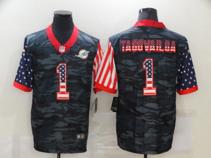 Miami Dolphins #1 Tua Tagovailoa Camo Usa Flag Salute To Service ...