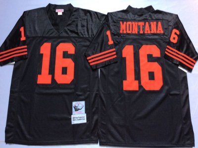 San Francisco 49ers #16 Joe Montana Black Throwback Jersey
