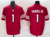 San Francisco 49ers #1 Deebo Samuel Sr. Alternate Red Vapor F.U.S.E. Limited Jersey