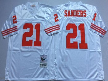 San Francisco 49ers #21 Deion Sanders White Throwback Jersey