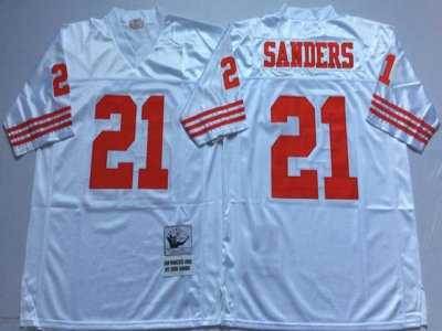 San Francisco 49ers #21 Deion Sanders White Throwback Jersey