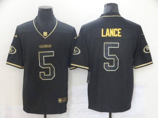 San Francisco 49ers #5 Trey Lance Black Gold Vapor Limited Jersey