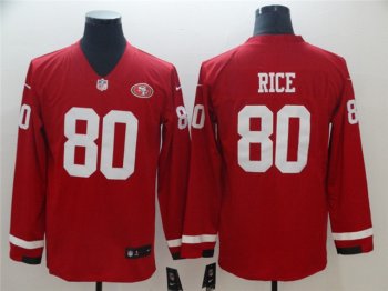 San Francisco 49ers #80 Jerry Rice Red Therma Long Sleeve Jersey