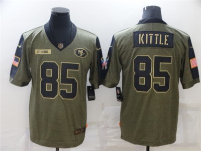 San Francisco 49ers #85 George Kittle 2021 Olive Salute To Service Limited Jersey