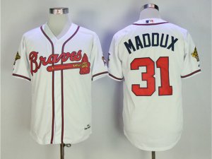 Atlanta Braves #31 Greg Maddux 1995 White Throwback Jersey