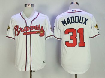 Atlanta Braves #31 Greg Maddux 1995 White Throwback Jersey