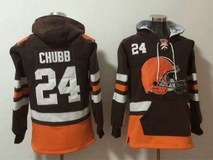 Cleveland Browns #24 Nick Chubb Brown One Front Pocket Pullover Hoodie Jersey
