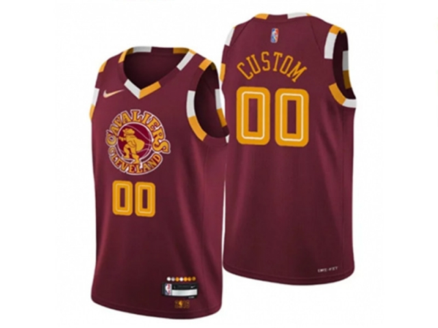 Cleveland Cavaliers Custom #00 Burgundy 75th Anniversary City Edition Jersey - Click Image to Close