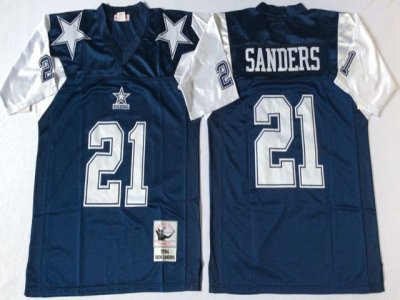 Dallas Cowboys #21 Deion Sanders 1995 Throwback Navy Blue Jersey