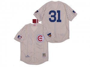 Chicago Cubs #31 Ferguson Jenkins 1969 Throwback Cream Stripe Jersey