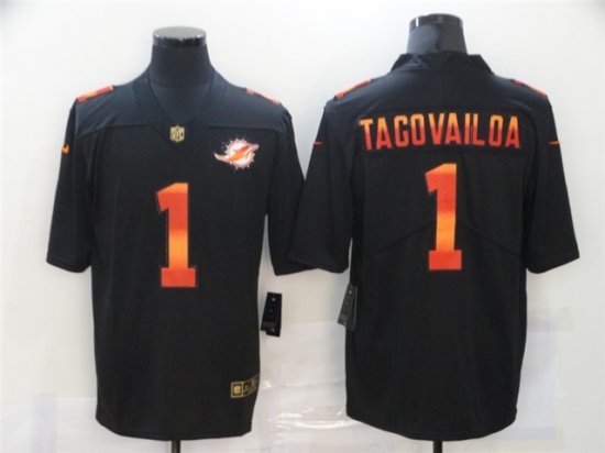 Miami Dolphins #1 Tua Tagovailoa Black Colorful Fashion Limited Jersey