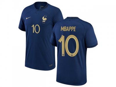 National France #10 Mbappe Home Blue 2022/23 Soccer Jersey