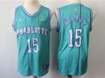 Charlotte Hornets #15 Kemba Walker Teal Hardwood Classic Jersey