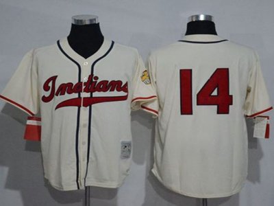 Cleveland Indians #14 Larry Doby 1948 Throwback Cream Jersey