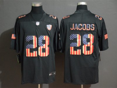 Las Vegas Raiders #28 Josh Jacobs 2019 Black Salute To Service USA Flag Fashion Limited Jersey
