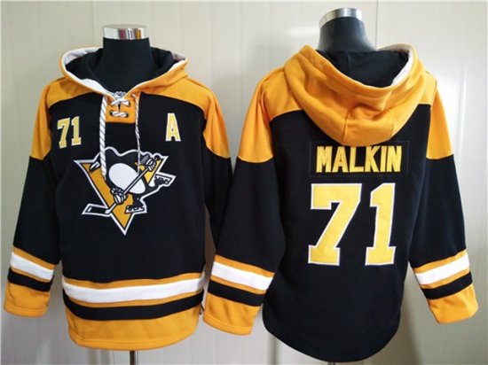 Pittsburgh Penguins #71 Evgeni Malkin Black Ageless Must-Have Lace-Up Pullover Hoodie