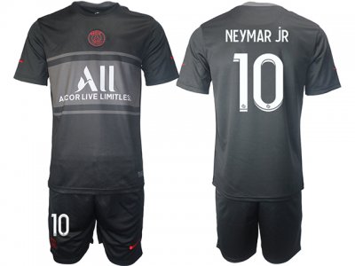 Club Paris Saint Germain #10 Neymar Jr 3rd Black 2021/2022 Soccer Jersey