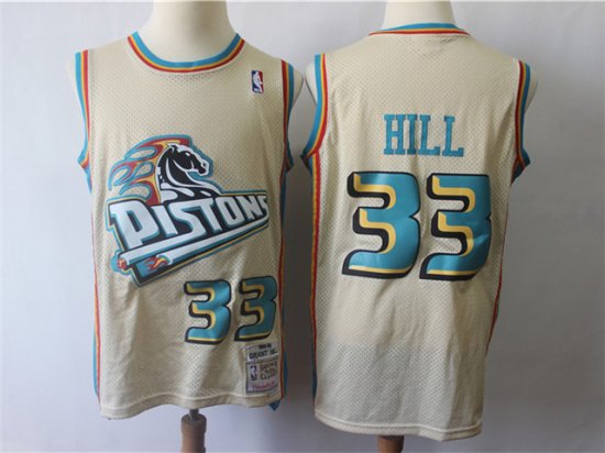 Detroit Pistons #33 Grant Hill Cream Hardwood Classics Jersey