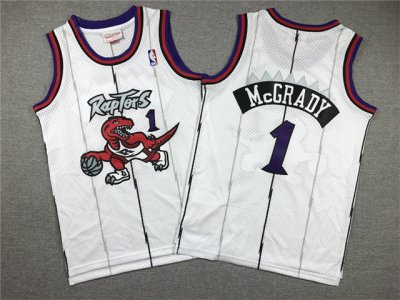 Youth Toronto Raptors #1 Tracy McGrady 1998-99 White Hardwood Classics Jersey