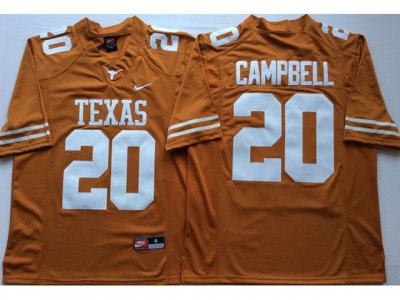 NCAA Texas Longhorns #20 Earl Campbell Orange College Football Jersey