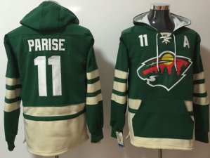 Minnesota Wild #11 Zach Parise Green One Front Pocket Hoodie Jersey