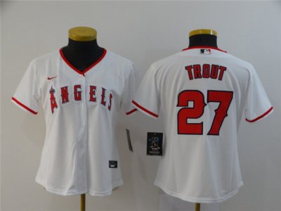 Women's Los Angeles Angels #27 Mike Trout White 2020 Cool Base Jersey